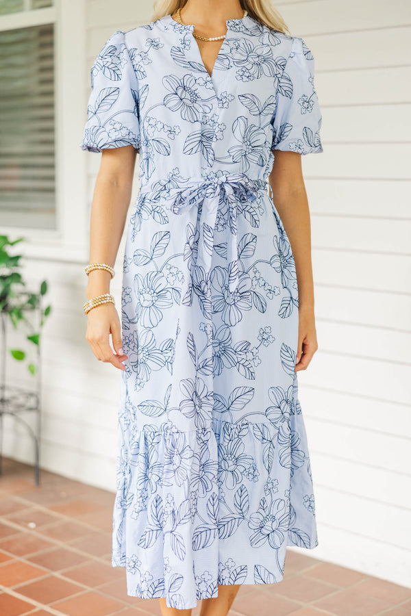 The Best Surprise Blue Floral Midi Dress