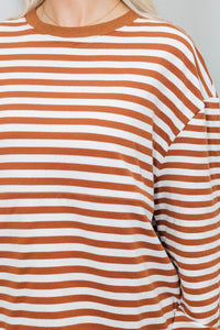 NURSING COLLECTION: Sunday Reset Brown Striped Sweatshirt