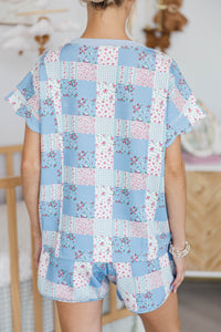 NURSING COLLECTION: Sweet Serenity Blue Patchwork Top