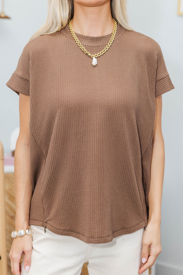 NURSING COLLECTION: Catch On Brown Ribbed Top