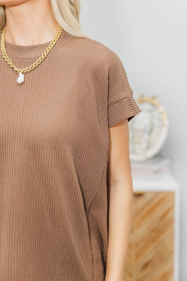 NURSING COLLECTION: Catch On Brown Ribbed Top