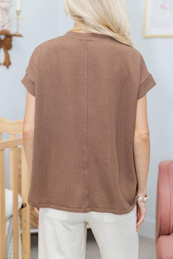 NURSING COLLECTION: Catch On Brown Ribbed Top