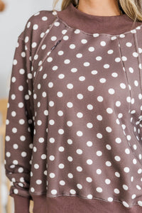 NURSING COLLECTION: Easy Morning Brown Polka Dot Sweatshirt