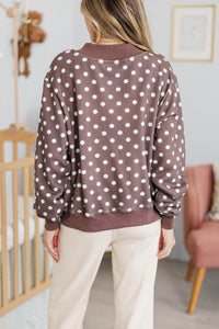 NURSING COLLECTION: Easy Morning Brown Polka Dot Sweatshirt