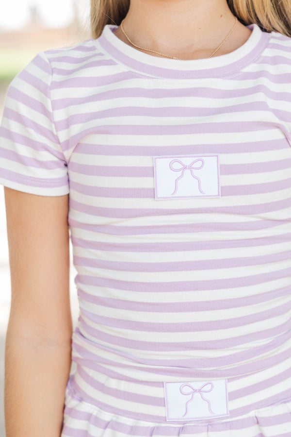 Girls: Go Time Lavender Striped Baby Tee