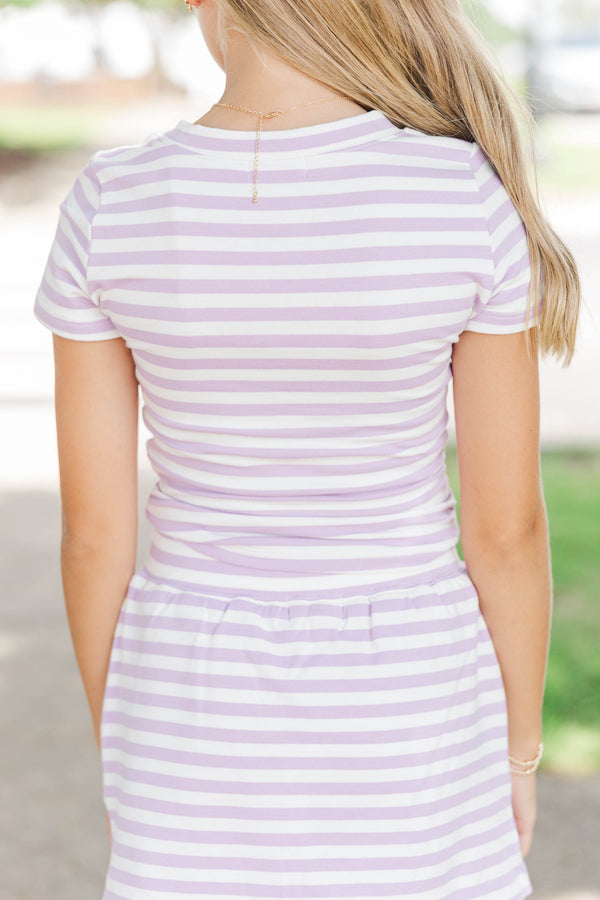 Girls: Go Time Lavender Striped Baby Tee
