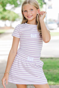 Girls: Go Time Lavender Striped Baby Tee