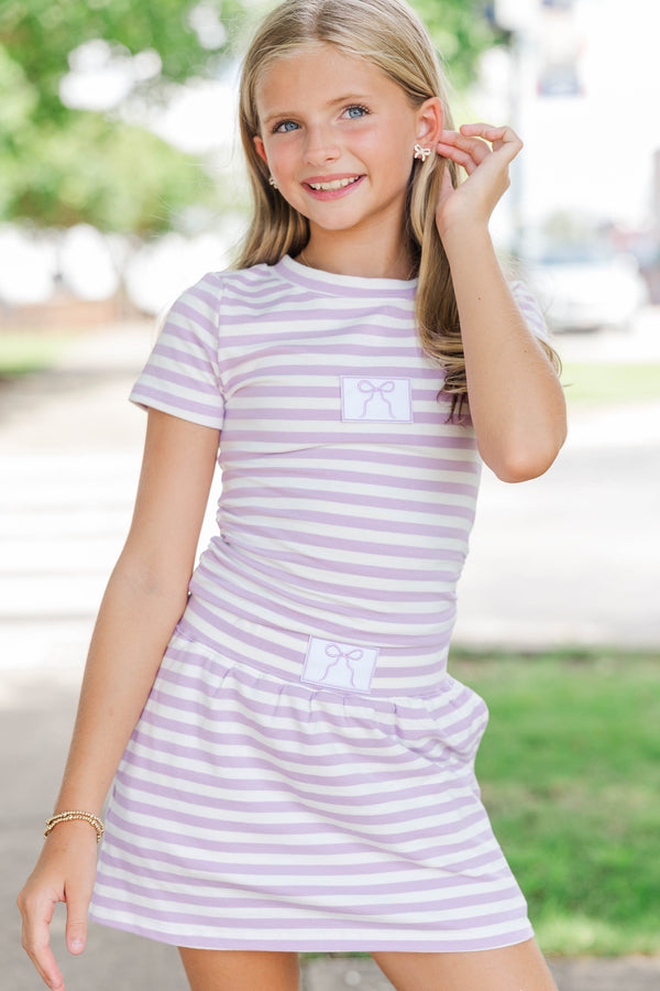 Girls: Go Time Lavender Striped Baby Tee