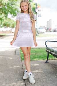 Girls: In Motion Lavender Striped Patch Skort