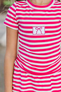 Girls: Go Time Fuchsia Striped Baby Tee