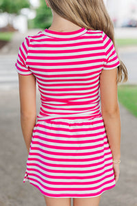 Girls: Go Time Fuchsia Striped Baby Tee