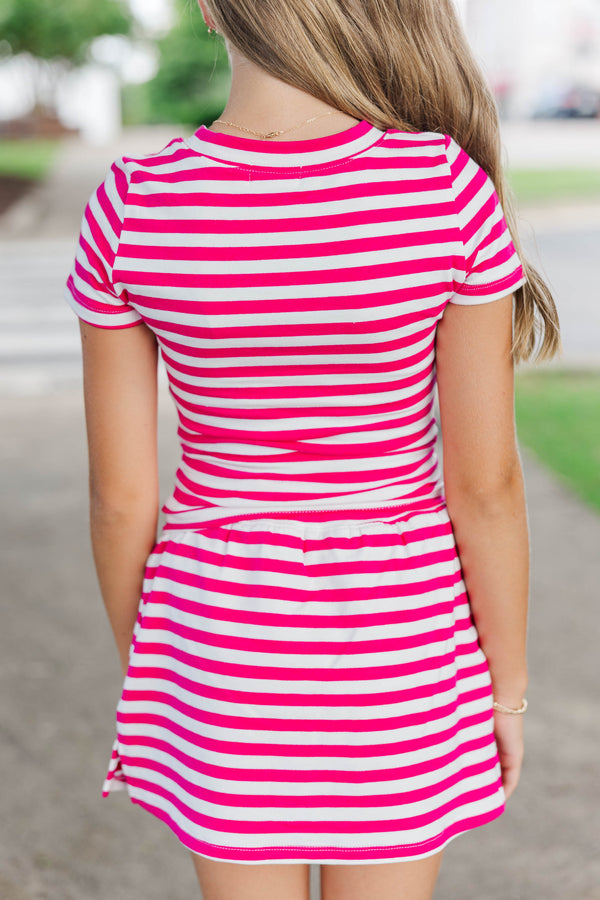 Girls: Go Time Fuchsia Striped Baby Tee