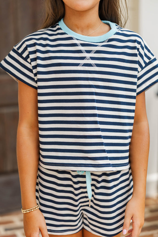 Girls: It’s A Dream Navy Striped Top