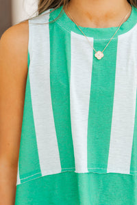 Girls: Up For Anything Green Striped Tank