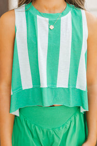 Girls: Up For Anything Green Striped Tank