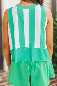 Girls: Up For Anything Green Striped Tank