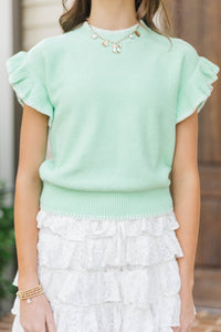 Girls: It's All For You Mint Ruffle Knit Top