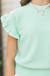 Girls: It's All For You Mint Ruffle Knit Top