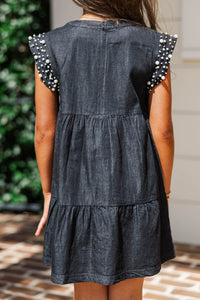 Girls: Radiant Glow Black Pearl Embellished Dress