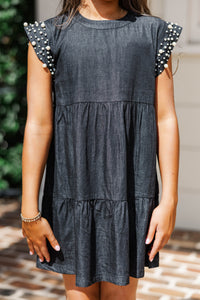 Girls: Radiant Glow Black Pearl Embellished Dress