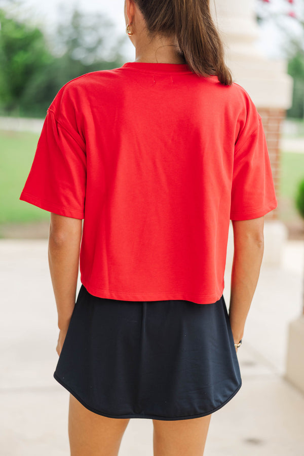First Down Fun Black Sequin Football Red Top