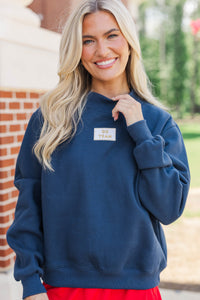 Hype Mode Go Team Patch Navy Blue Mock Neck Pullover