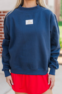 Hype Mode Go Team Patch Navy Blue Mock Neck Pullover