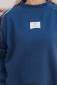 Hype Mode Go Team Patch Navy Blue Mock Neck Pullover