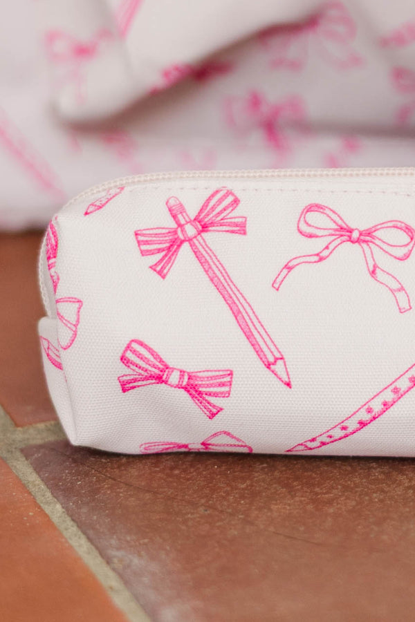 Girls: Preorder: A+ Attitude Pink Pencils & Bows Pencil Pouch