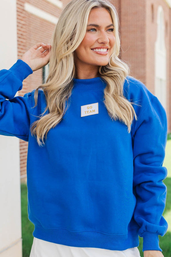 Hype Mode Go Team Patch Royal Blue Mock Neck Pullover