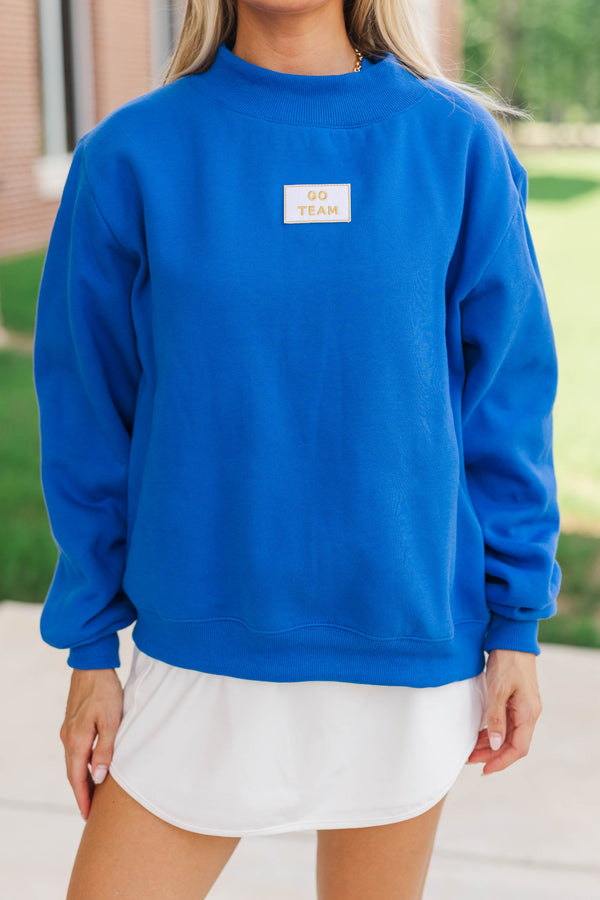 Hype Mode Go Team Patch Royal Blue Mock Neck Pullover