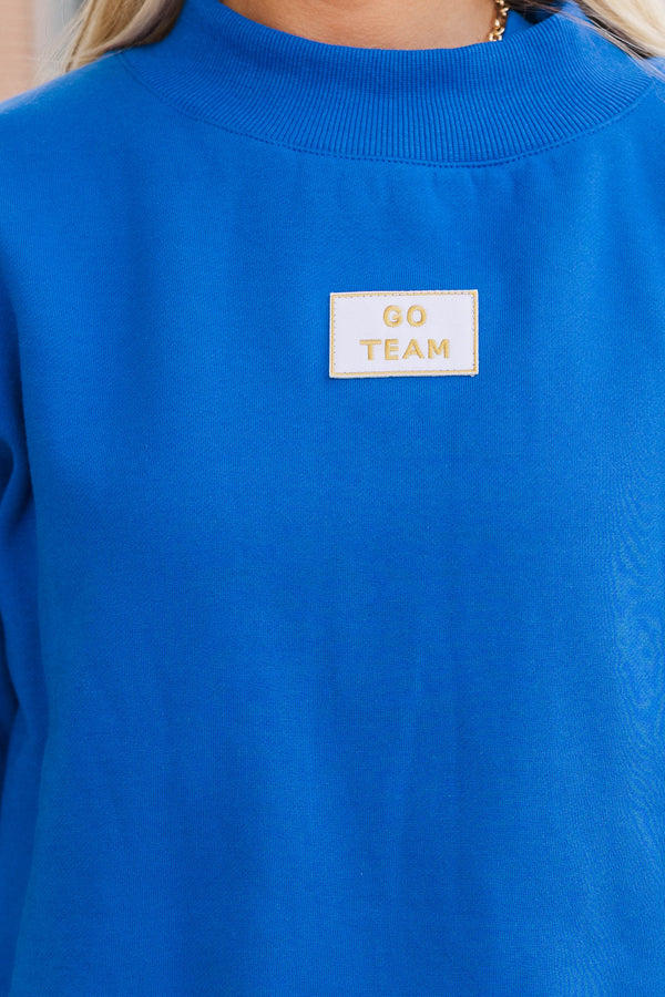 Hype Mode Go Team Patch Royal Blue Mock Neck Pullover