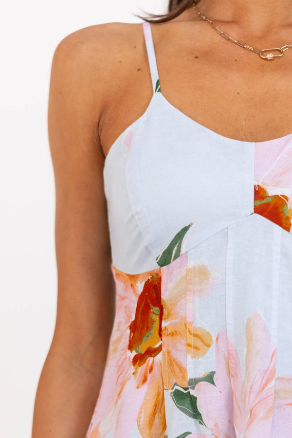 Stolen Moments Light Blue Floral Midi Dress