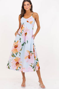 Stolen Moments Light Blue Floral Midi Dress