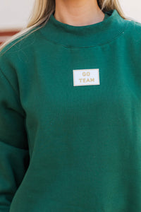 Hype Mode Go Team Patch Green Mock Neck Pullover