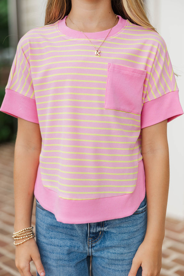 Girls: Just For Today Pink Striped Top