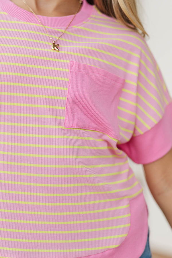 Girls: Just For Today Pink Striped Top