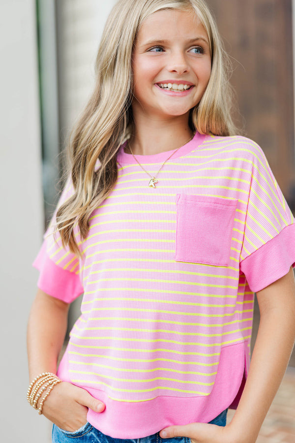 Girls: Just For Today Pink Striped Top