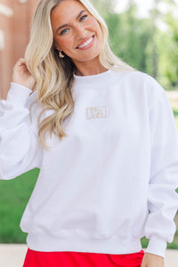Hype Mode Bulldog Patch White Mock Neck Pullover
