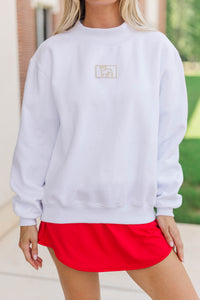 Hype Mode Bulldog Patch White Mock Neck Pullover