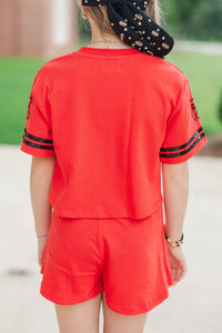 Girls: Tailgate Then Touchdown Red Bulldogs Sequin Top
