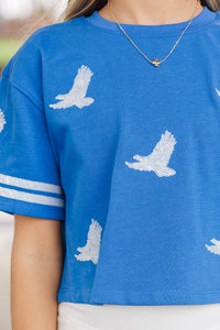 Girls: Tailgate Then Touchdown Royal Eagles Sequin Tee