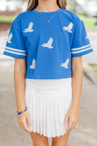 Girls: Tailgate Then Touchdown Royal Eagles Sequin Tee