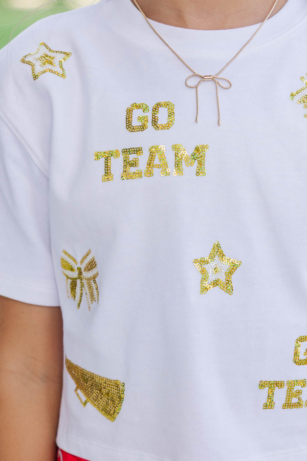 Girls: Go Team Go Gold Gameday Sequin Top