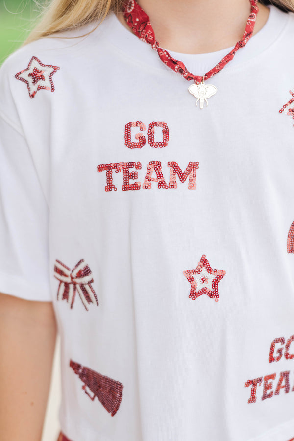 Girls: Go Team Go Red Gameday Sequin Top