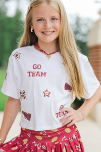 Girls: Go Team Go Red Gameday Sequin Top