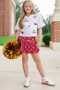 Girls: Go Team Go Red Gameday Sequin Top