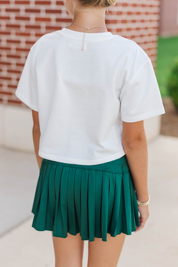 Girls: Fourth Quarter Flair White Sequin Football Top