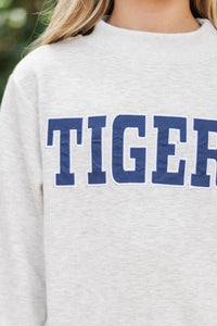 Girls: Biggest Fan Heather Gray Tigers Mock Neck Sweatshirt