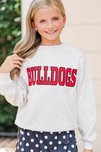 Girls: Biggest Fan Heather Gray Bulldogs Mock Neck Sweatshirt